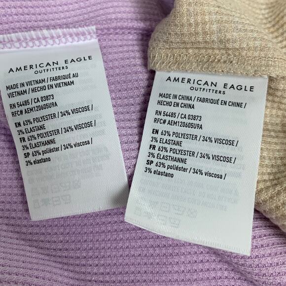 2 New American Eagle Womens Small Button Up Waffle VNeck Long Sleeve Lounge Tops - Picture 5 of 5